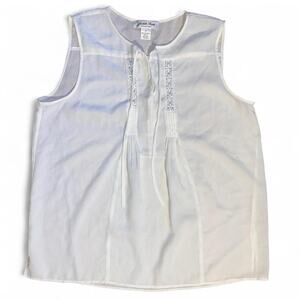 Judith Hart White Lace Sleeveless Blouse Womens Size 12 Boho Cottage
